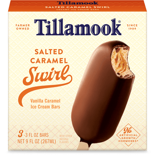 Tillamook Salted Caramel Swirl Ice Cream Bars, Box of 3